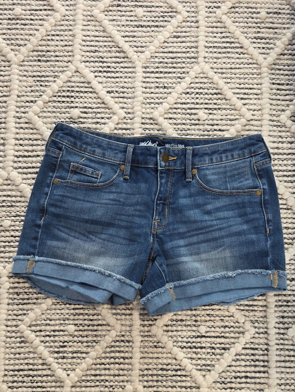 Mossimo Supply Co. Dark Blue Rolled Cuff Denim Shorts